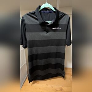Nike Dri-fit Ravens Men's Black and Gray Striped Polo Shirt